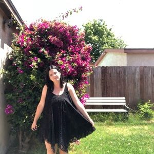 Free People black lace dreamy boho dress